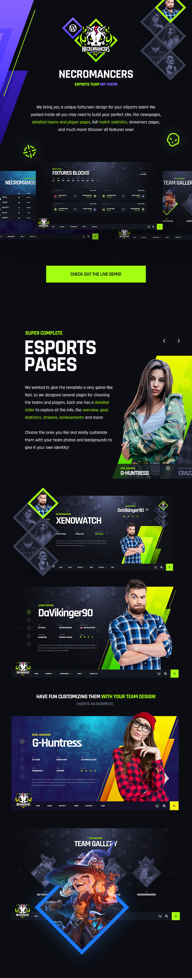 Necromancers - eSports & Gaming Team WordPress Theme - Overview