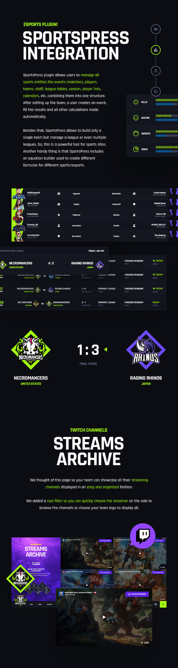 Necromancers - eSports & Gaming Team WordPress Theme - SportsPress