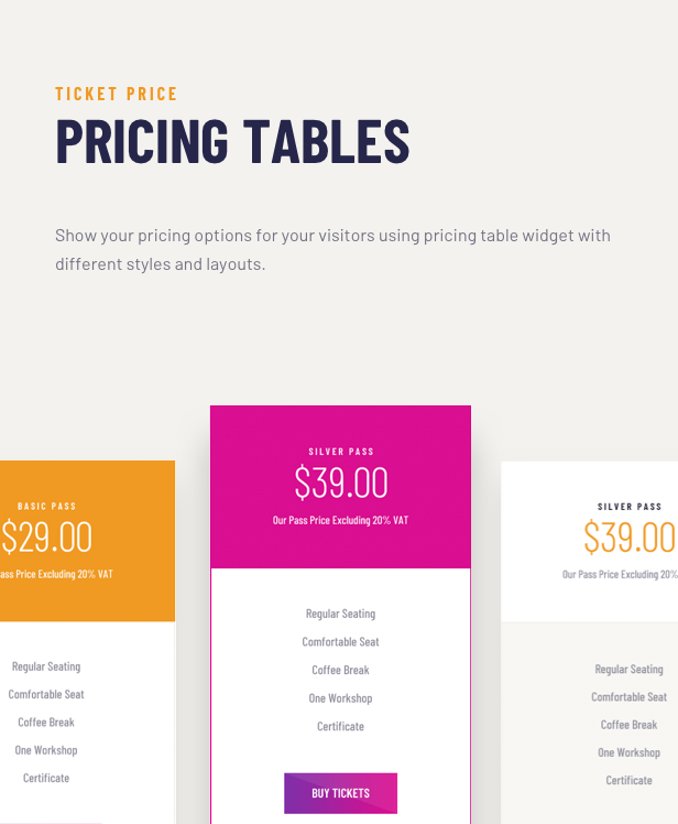 Voelas WordPress Theme - Pricing Tables